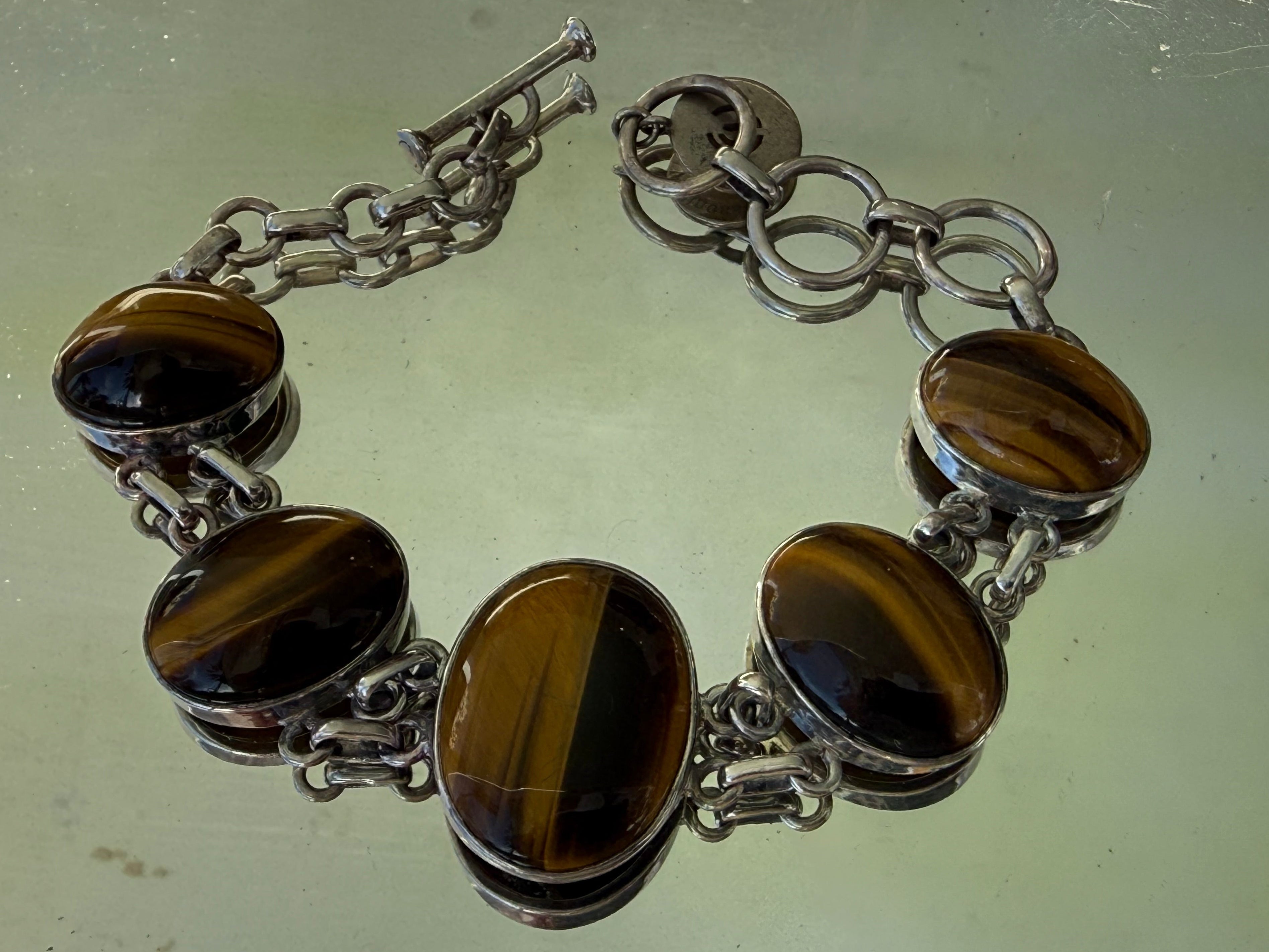 Golden Tiger Eye Sterling Silver Bracelet – Confidence, Protection & Prosperity 20.5cm Crystal Wellness