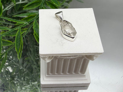 HERKIMER DIAMOND SILVER PENDANT — “Clarity, Light & Spiritual Connection”, 17mmx9mm Crystal Wellness