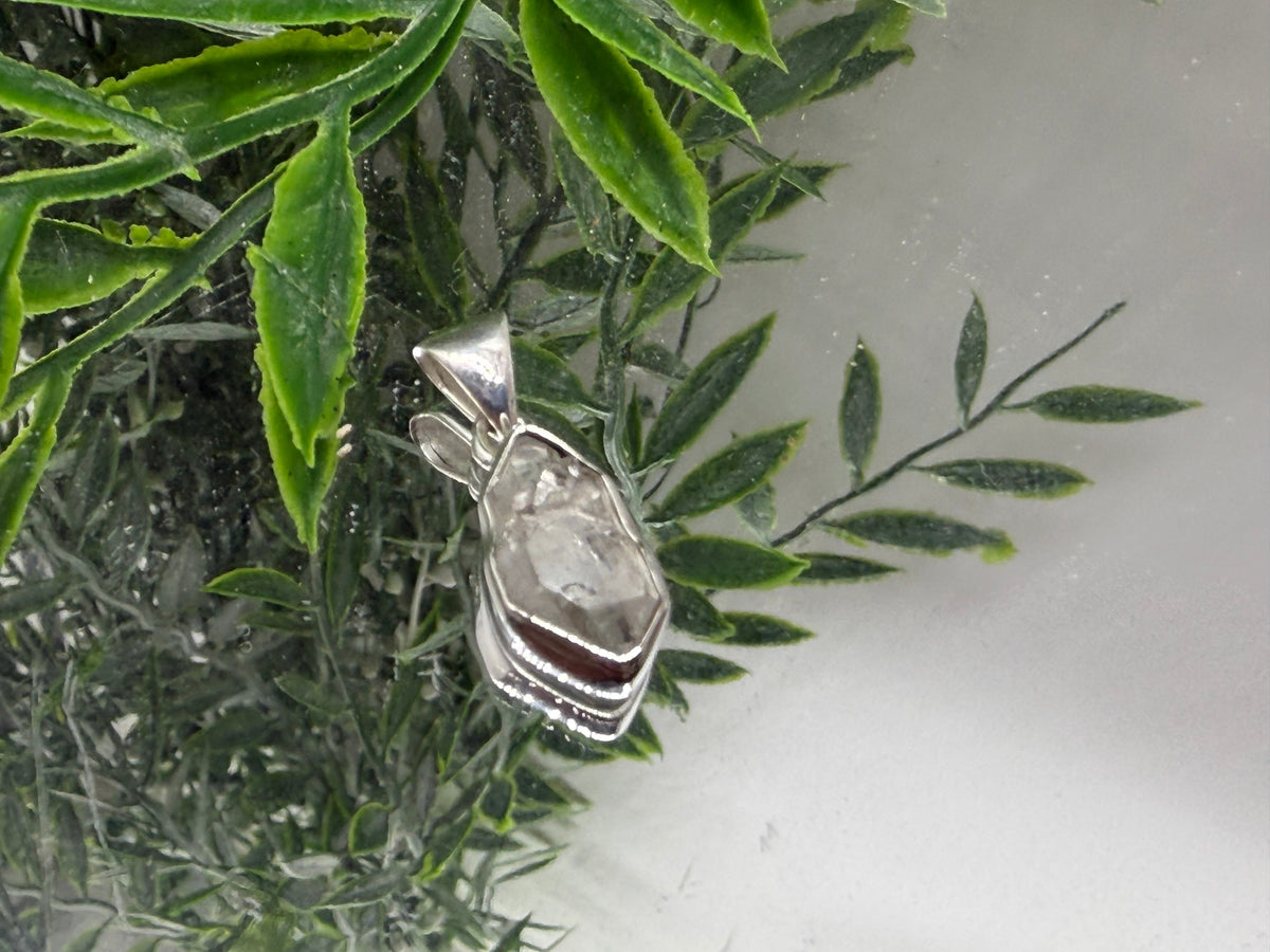 HERKIMER DIAMOND SILVER PENDANT — “Clarity, Light & Spiritual Connection”, 17mmx9mm Crystal Wellness