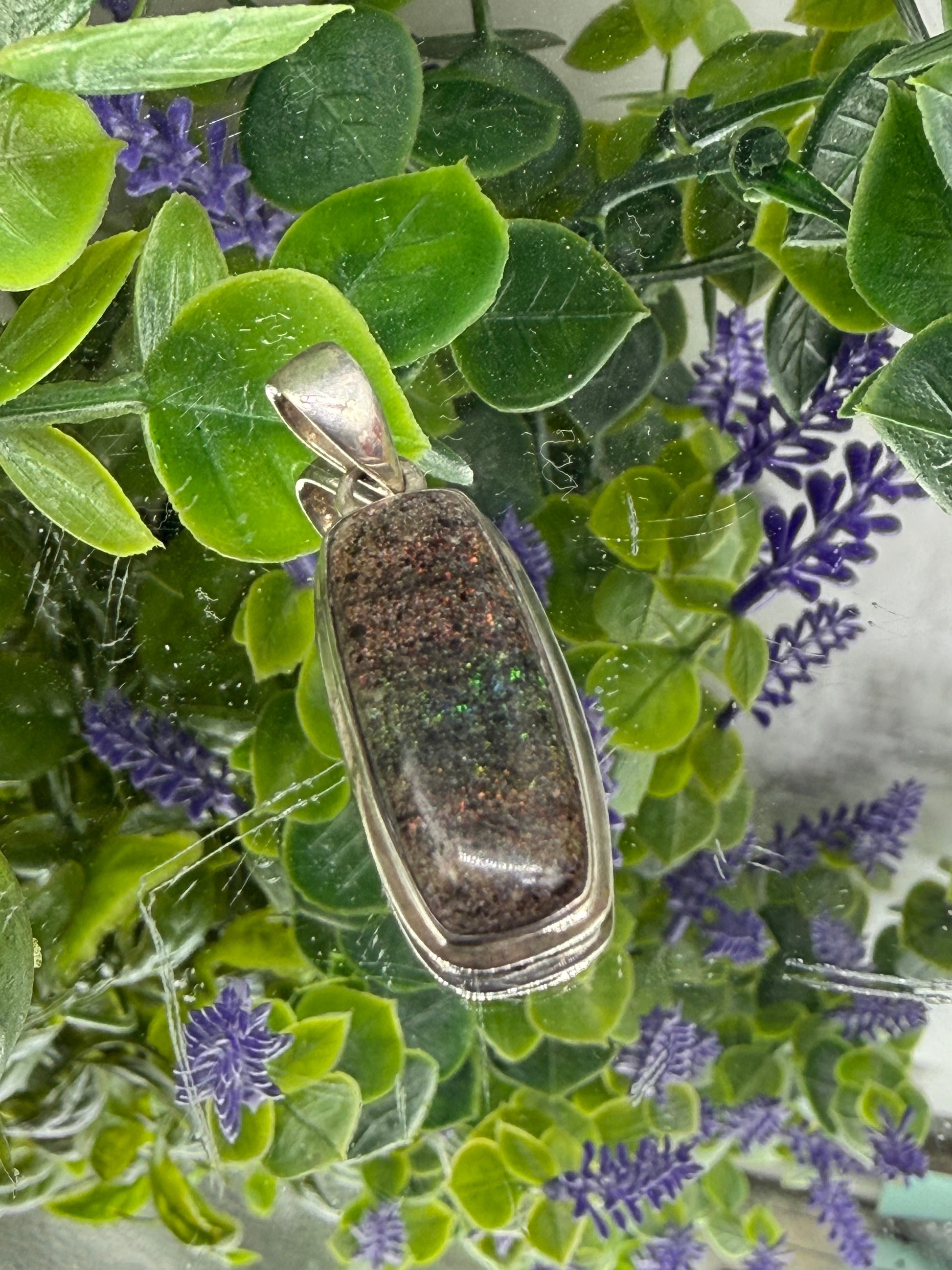 Black Opal in Matrix Pendant — Mystery, Protection & Transformation, 25mmx13mm Crystal Wellness