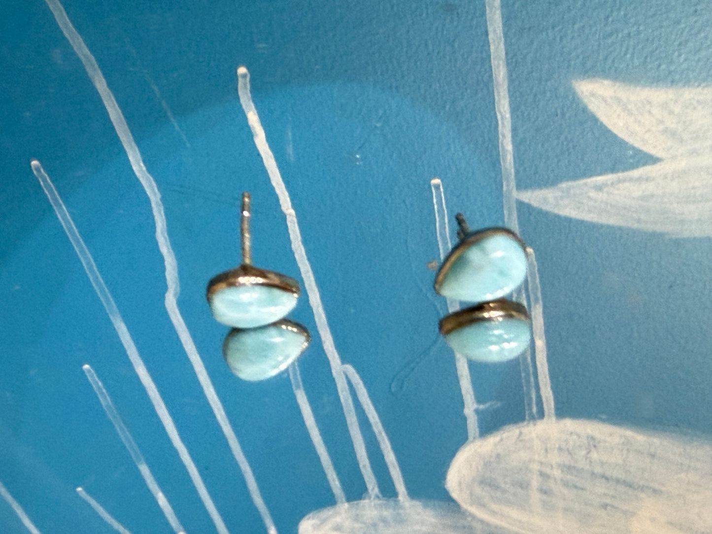 Larimar Stud Earrings – Tranquility, Divine Feminine & Ocean Serenity, 10mmx6mm Crystal Wellness