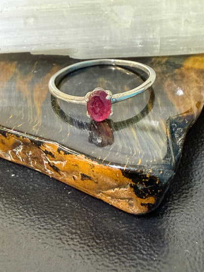 ❤️ Ruby Silver Ring — The Stone of Passion & Vitality, size 8 Crystal Wellness