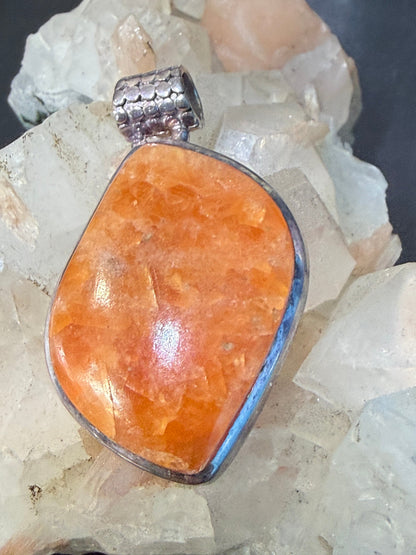 Orange Calcite Pendant — Joy, Vitality & Creative Energy, 37mmx27mm Crystal Wellness