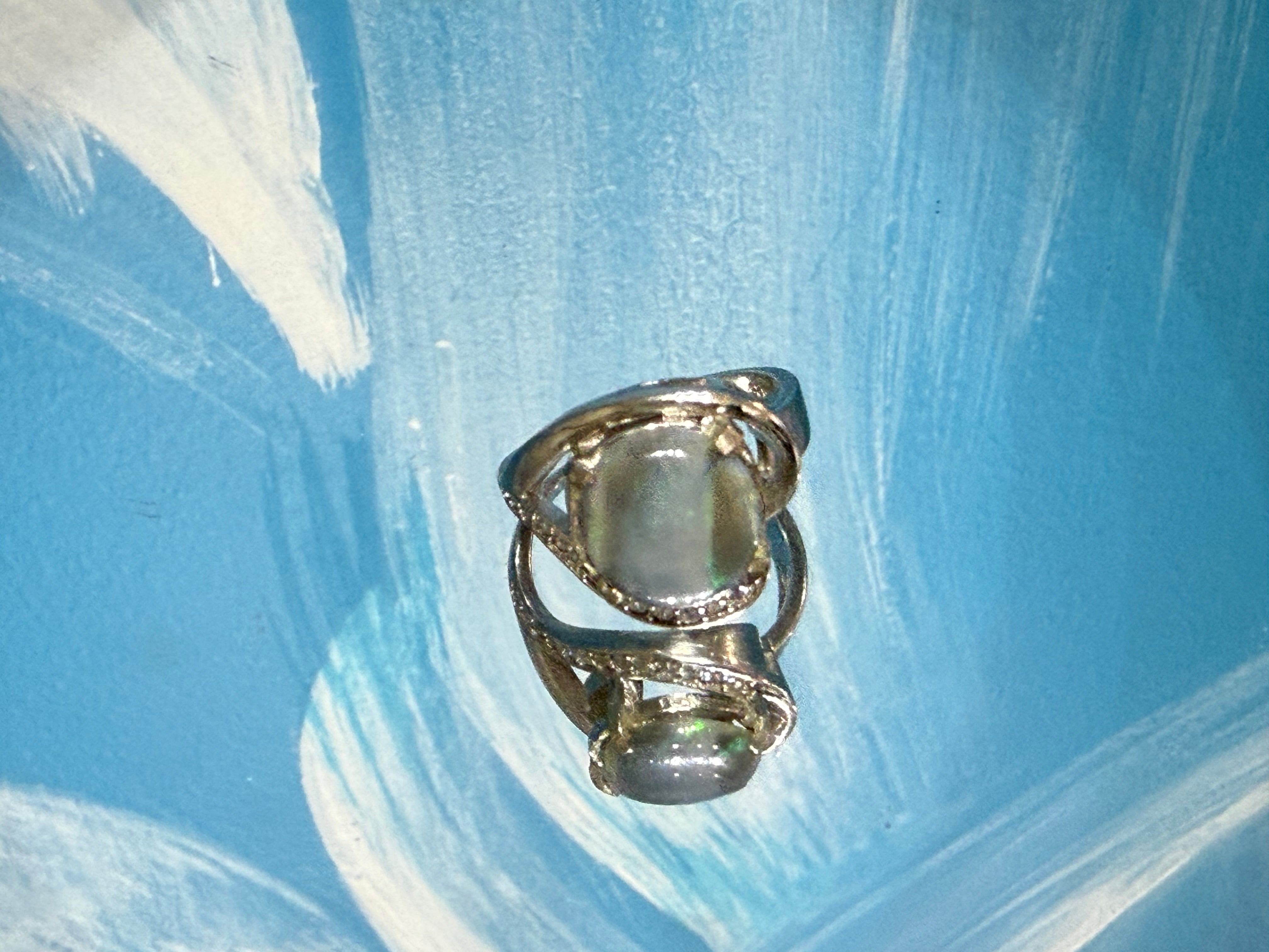 Australian Opal & Zircon Ring, size  7 – Light of Intuition Crystal Wellness