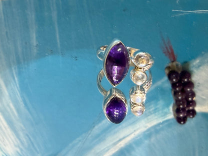 Amethyst & Moonstone Ring
Stone of Intuition, Inner Peace & Divine Feminine Energy, size 7 Crystal Wellness