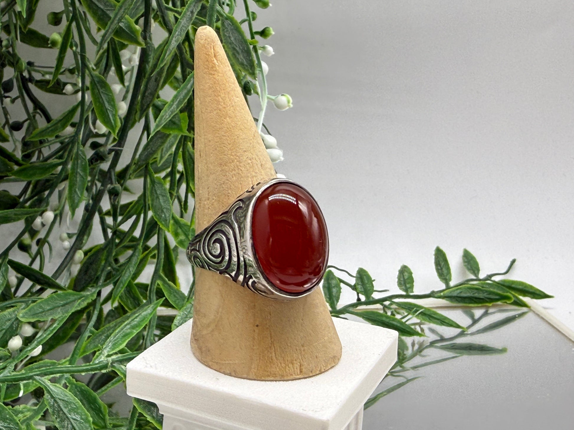 Carnelian Men’s Ring – Courage & Vitality, Size 13.5 Crystal Wellness