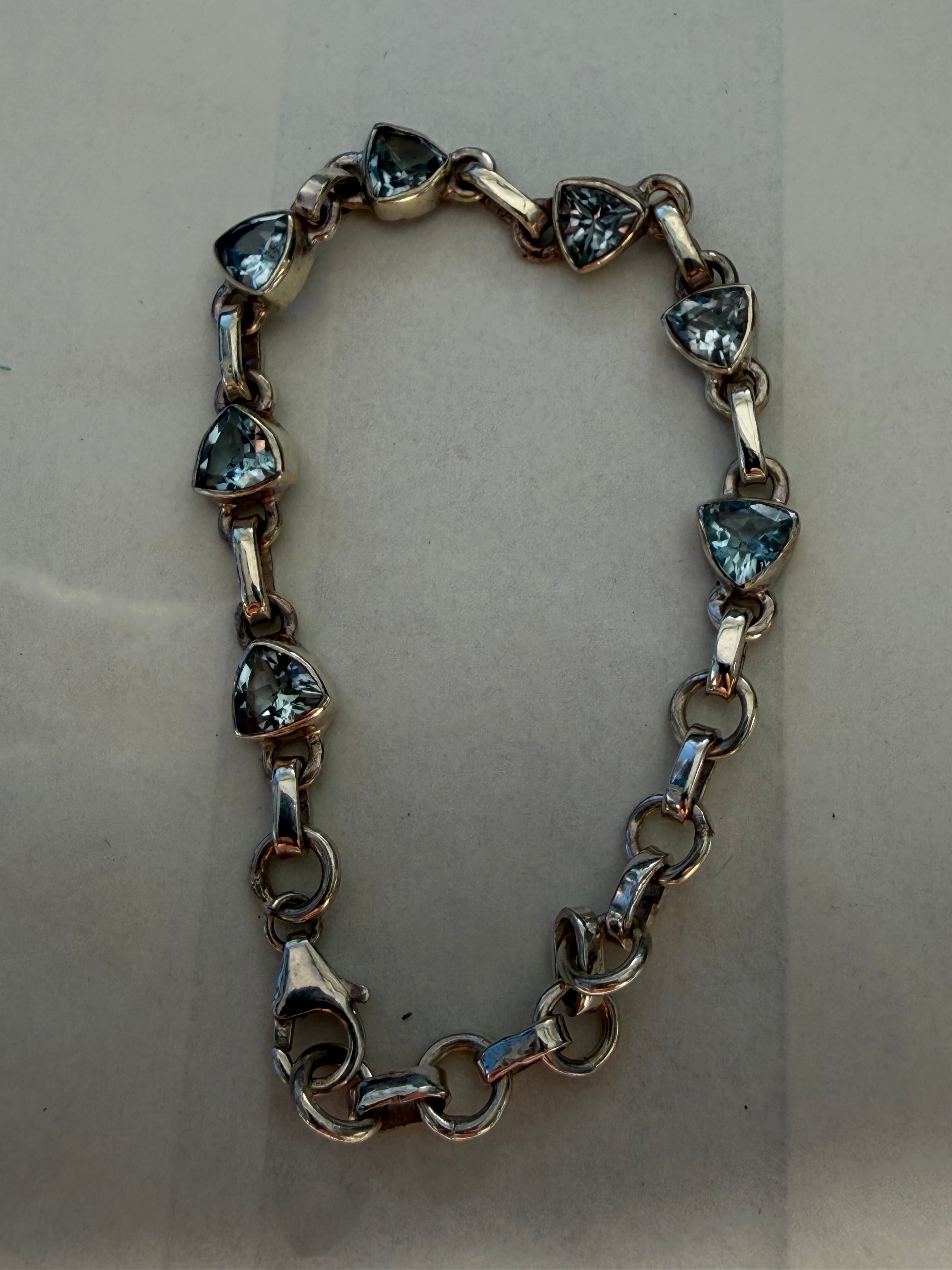 Blue Topaz Silver Bracelet Crystal Wellness