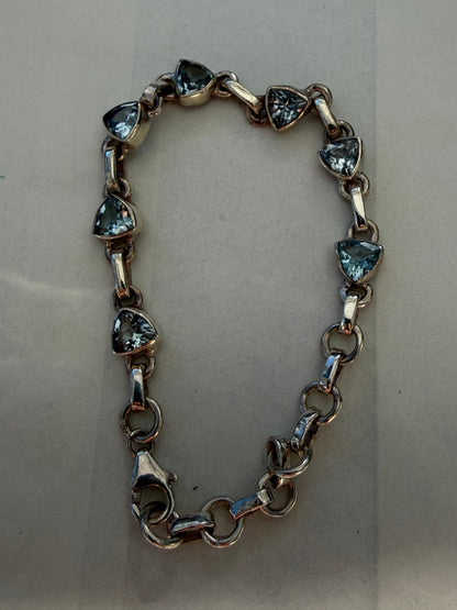 Blue Topaz Silver Bracelet Crystal Wellness