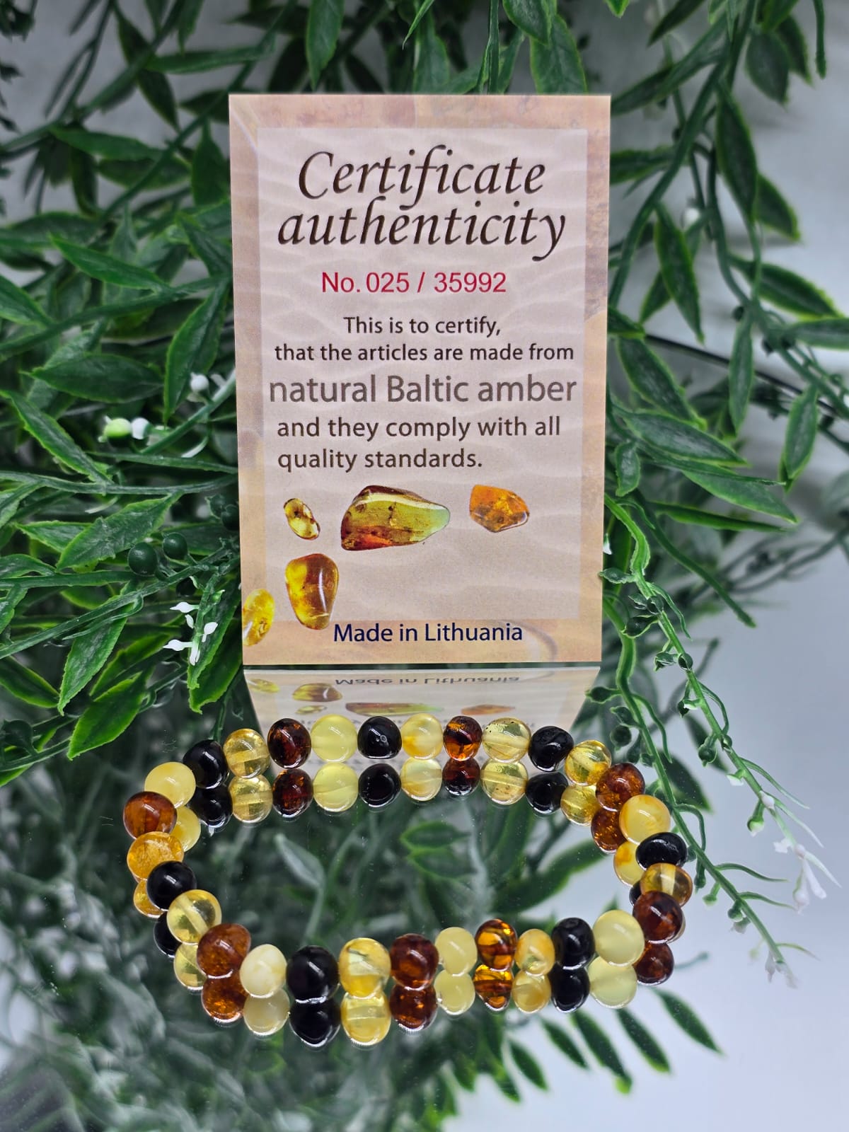 Natural Baltic Amber Beads Bracelet 7mm Crystal Wellness