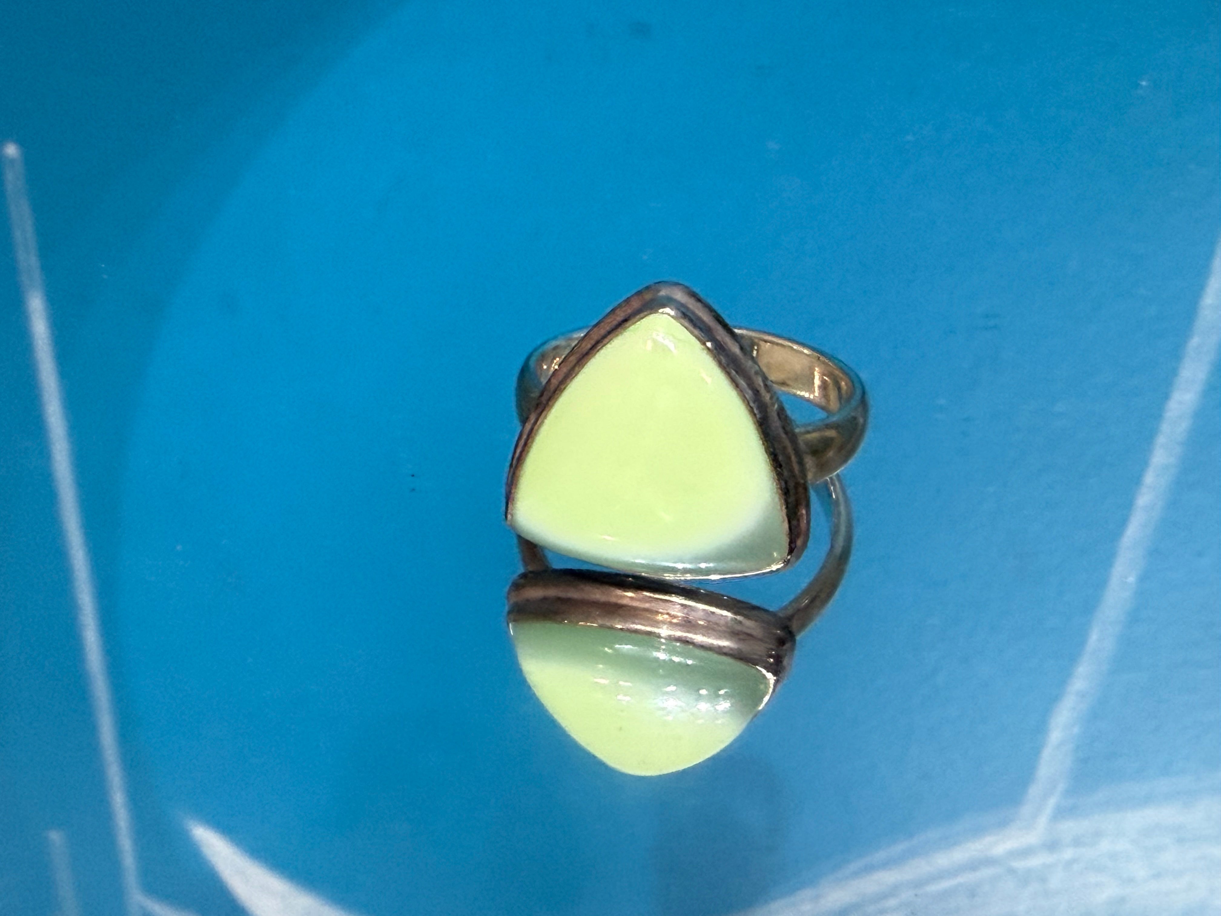 Lemon Chrysoprase Ring, size 10  – Joy, Emotional Healing & Fresh Beginnings Crystal Wellness
