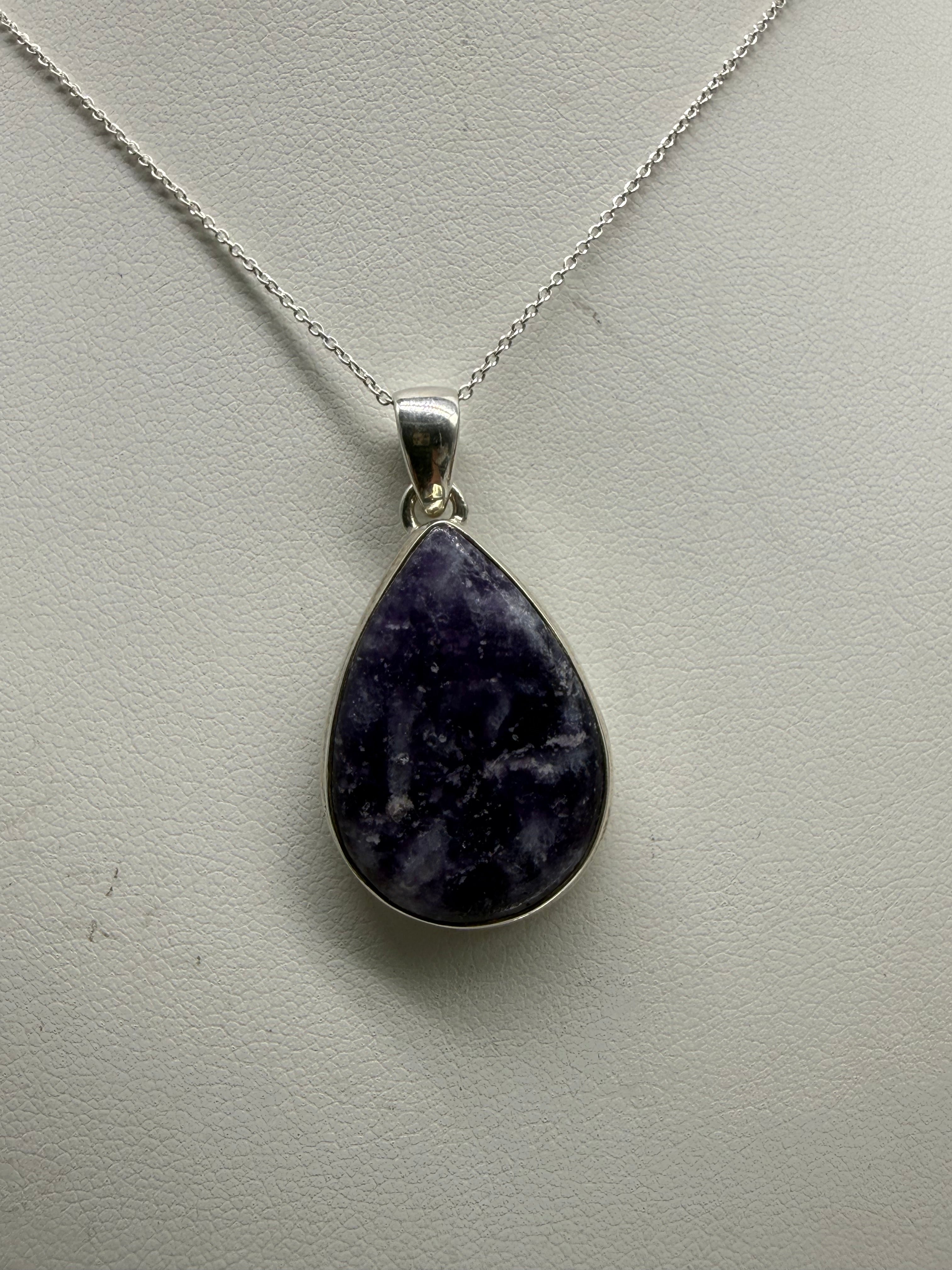 Lepidolite Sterling Silver (92.5) Pendant – 27x21mm Crystal Wellness