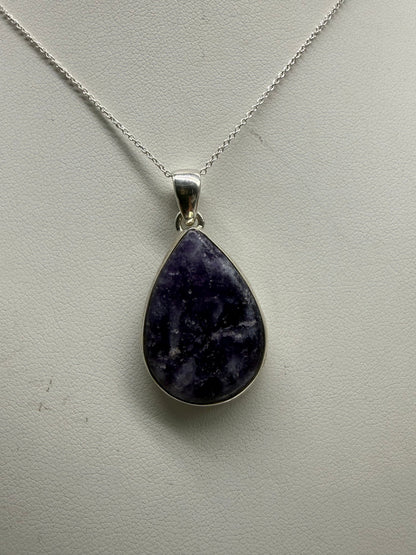 Lepidolite Sterling Silver (92.5) Pendant – 27x21mm Crystal Wellness