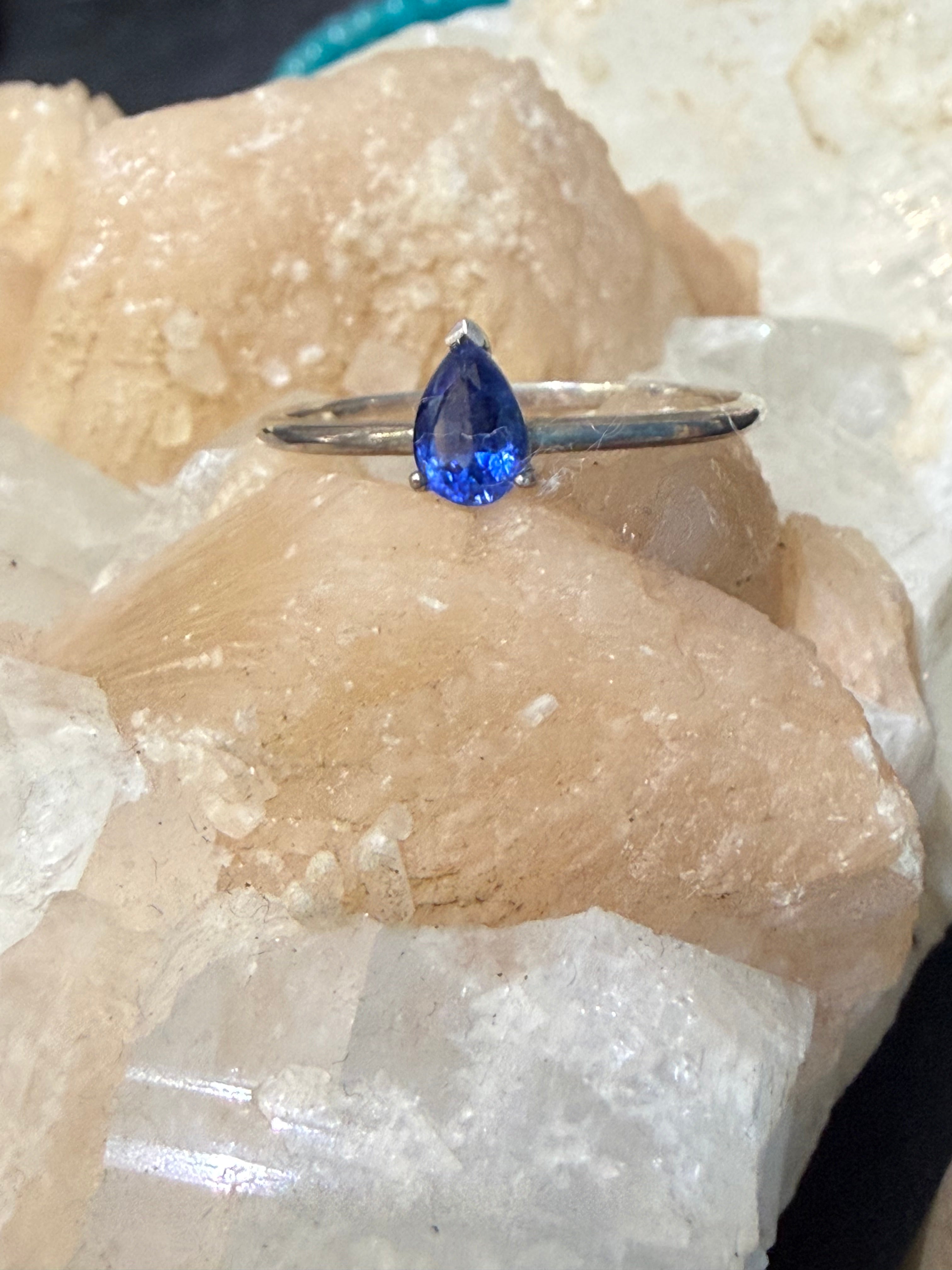 Celestial Sapphire Ring, size 9 — Stone of Wisdom, Truth & Divine Grace Crystal Wellness
