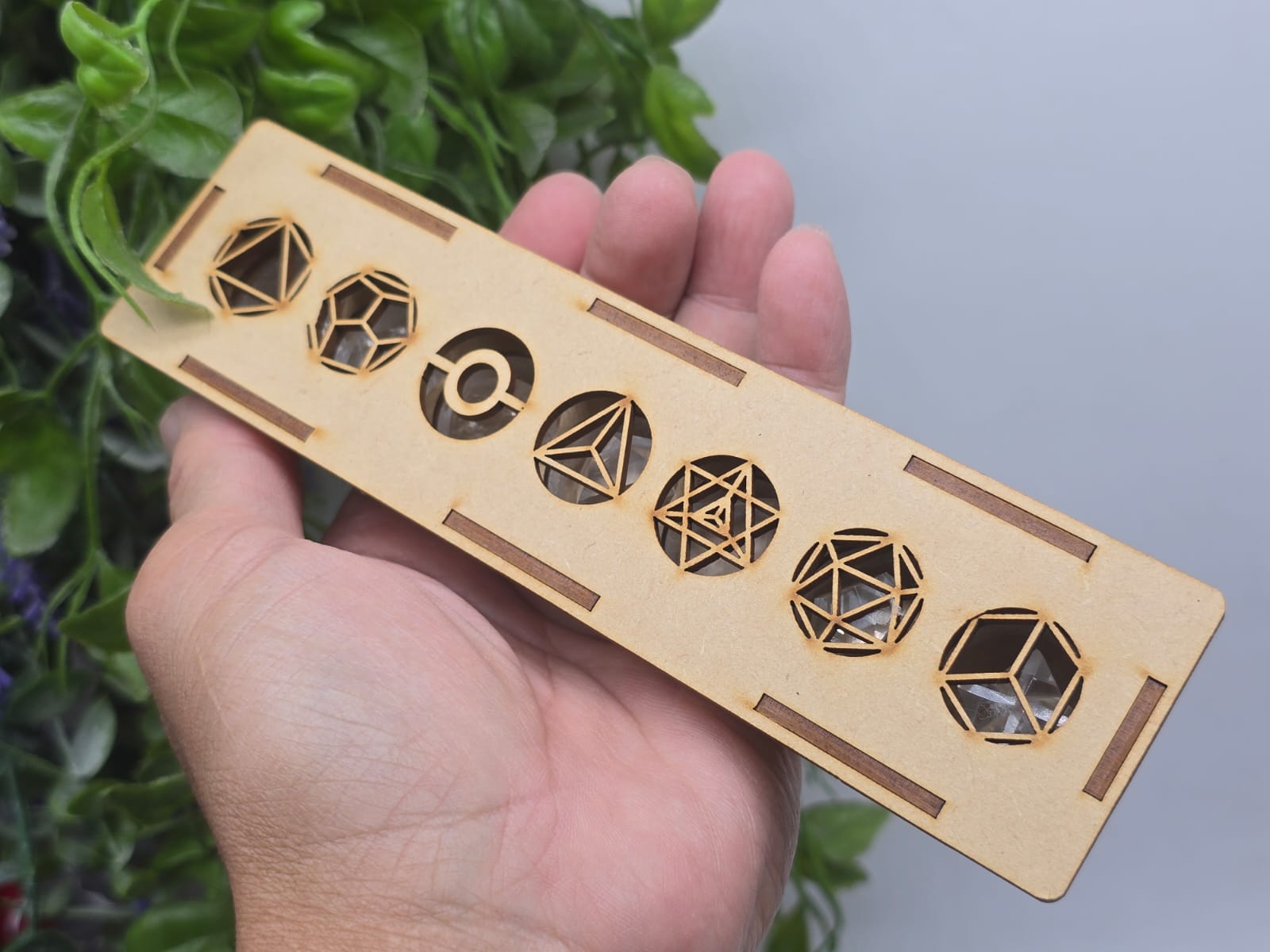 7pcs Clear Quartz Platonic Solids Set Crystal Wellness