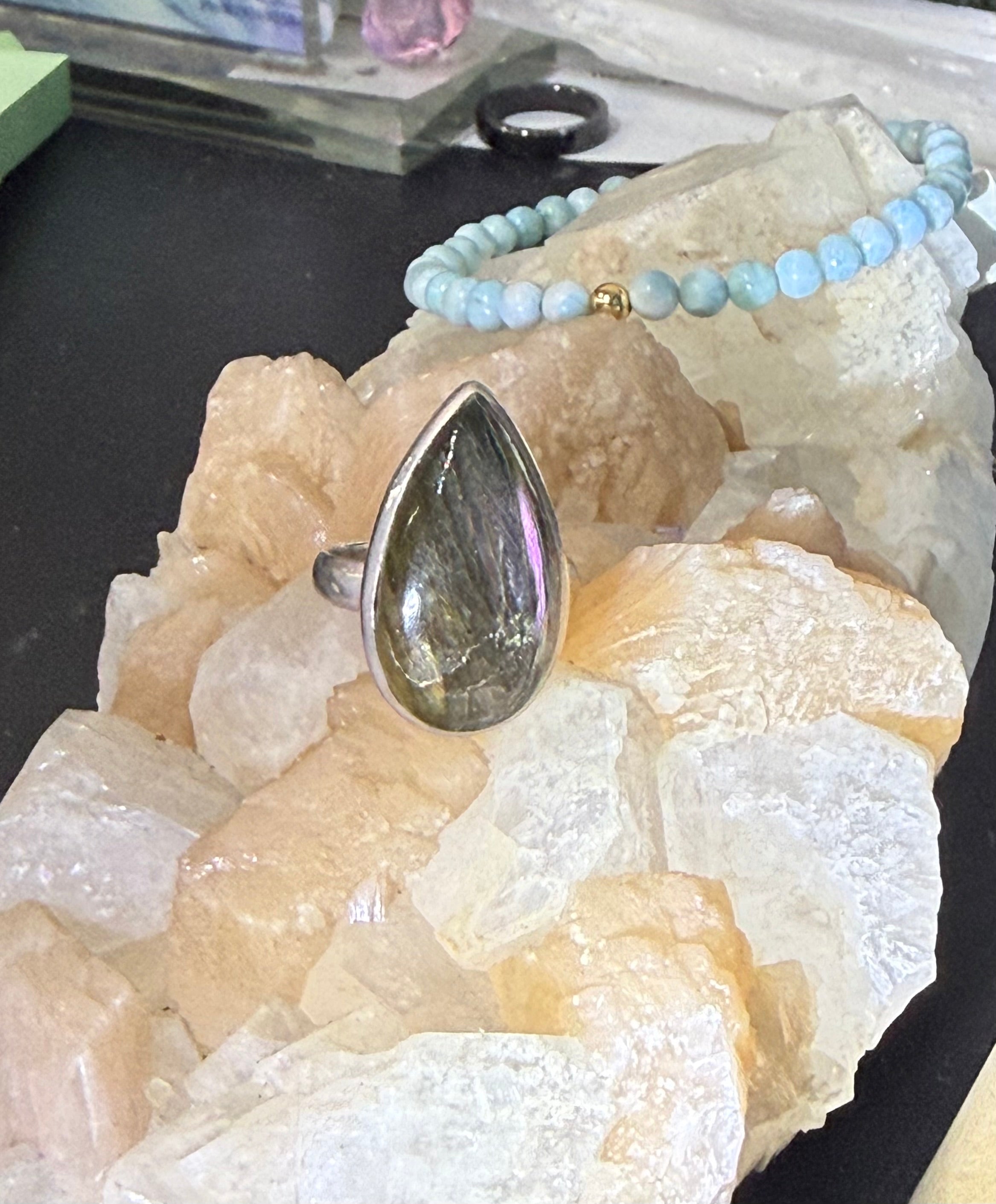 Labradorite Ring, size 8 – Stone of Magic & Transformation Crystal Wellness