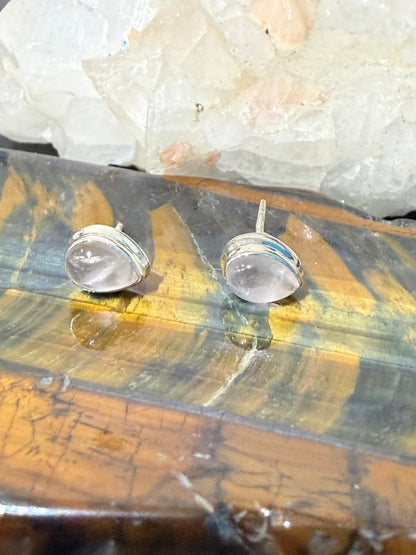 Moonstone Stud Earrings – Intuition, Inner Peace & Divine Feminine Energy, 7mmx5mm Crystal Wellness