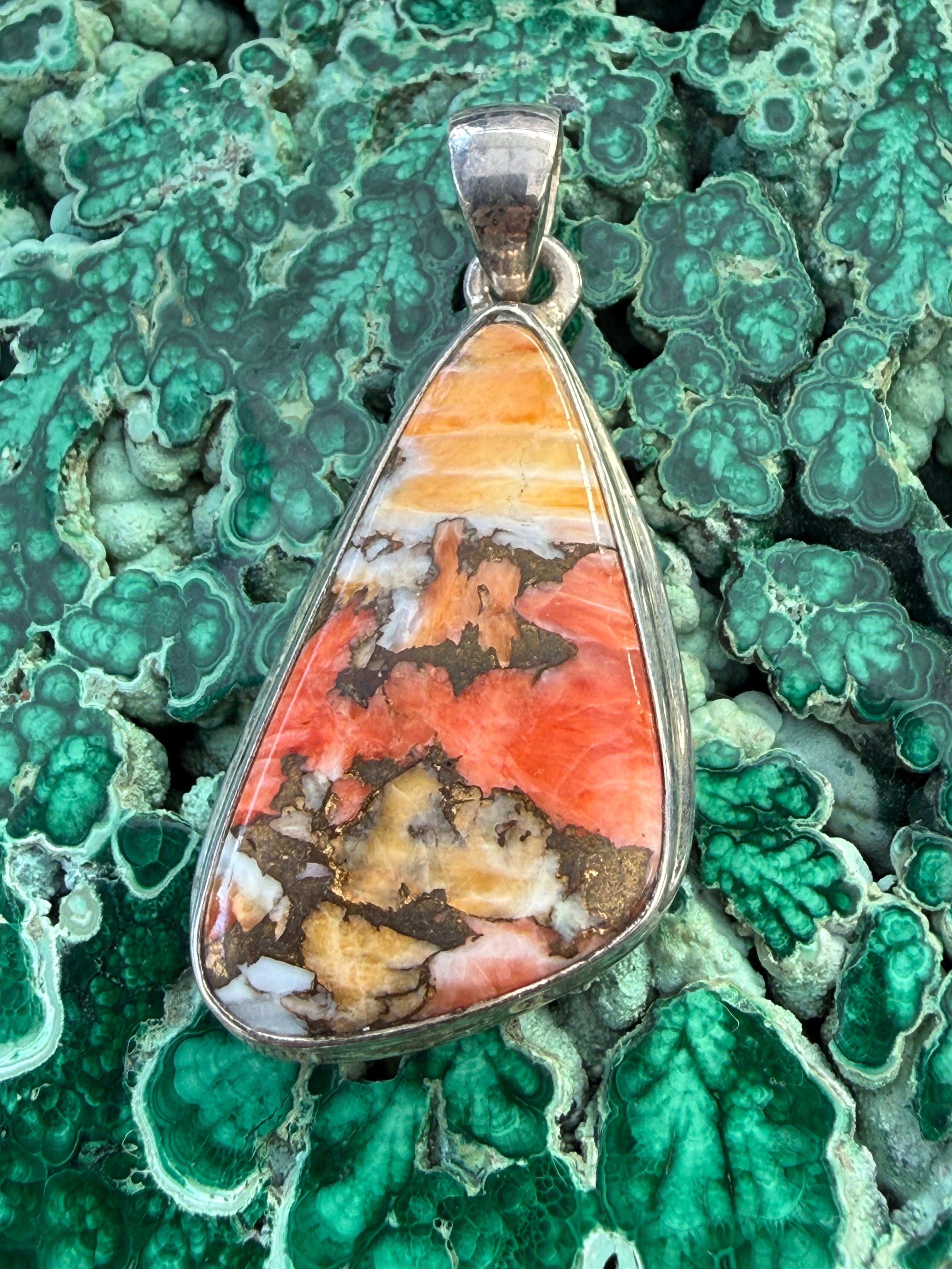 Spiny Oyster Turquoise Silver Pendant 31mmx19mm Crystal Wellness