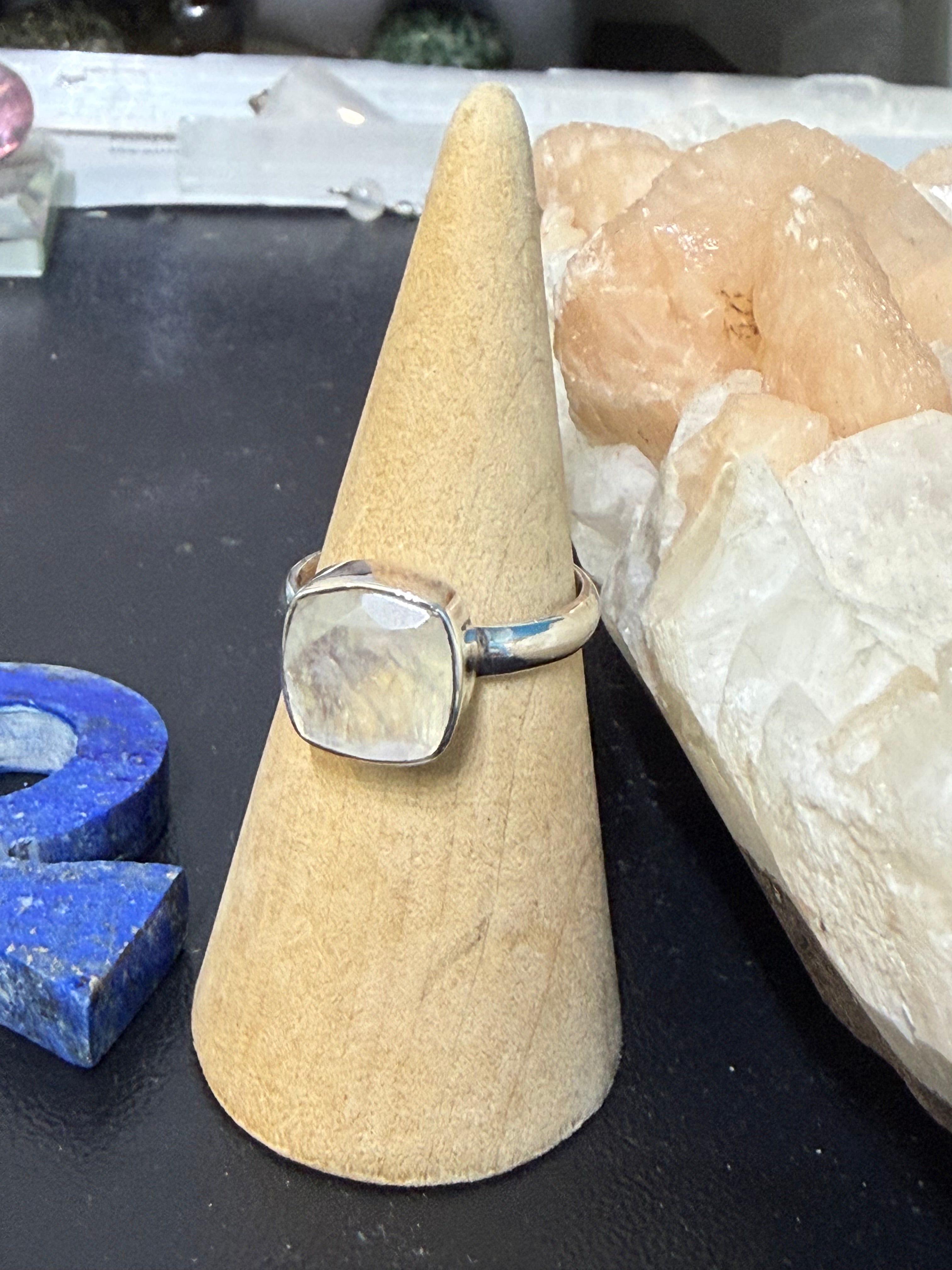 Moonstone Ring, size 8.5— Intuition, Feminine Energy & New Beginnings Crystal Wellness