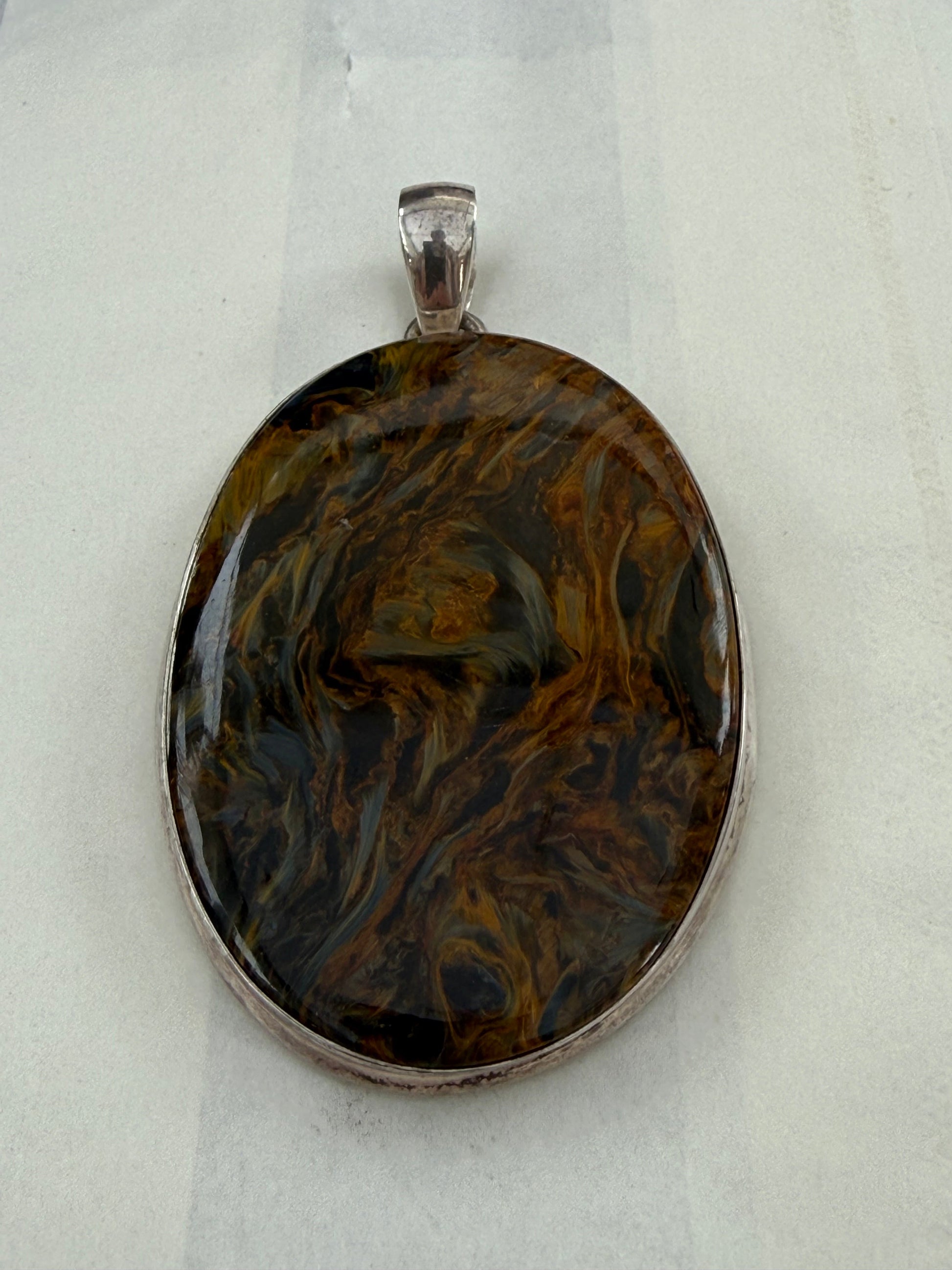 Pietersite Silver Pendant 45mmx38mm Crystal Wellness