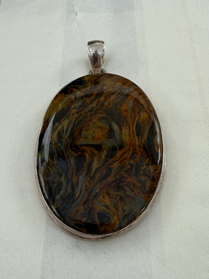 Pietersite Silver Pendant 45mmx38mm Crystal Wellness