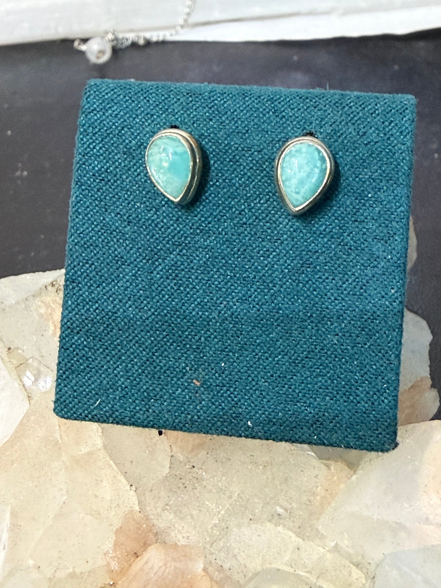 Amazonite Stud Earrings – Harmony, Truth & Courage, 9mmx6mm Crystal Wellness