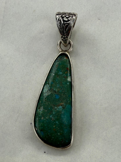 Turquoise Kemp Creek Silver Pendant 30mmx11mm Crystal Wellness