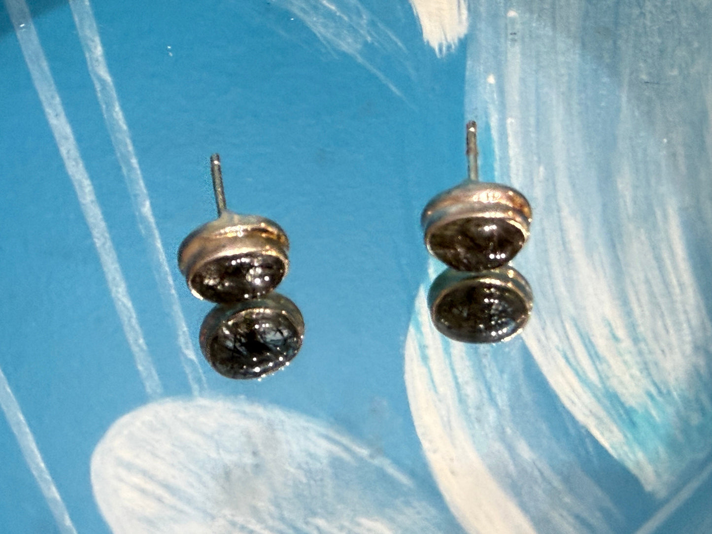 Black Rutilated Quartz Stud Earrings – Strength, Clarity & Energetic Protection, 9mmx6mm Crystal Wellness