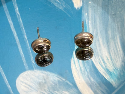 Black Rutilated Quartz Stud Earrings – Strength, Clarity & Energetic Protection, 9mmx6mm Crystal Wellness