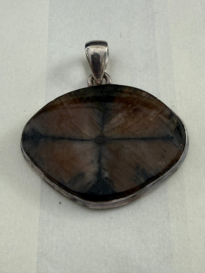 Chiastolite Silver Pendant – Crossroads of Protection 29mmx35mm Crystal Wellness