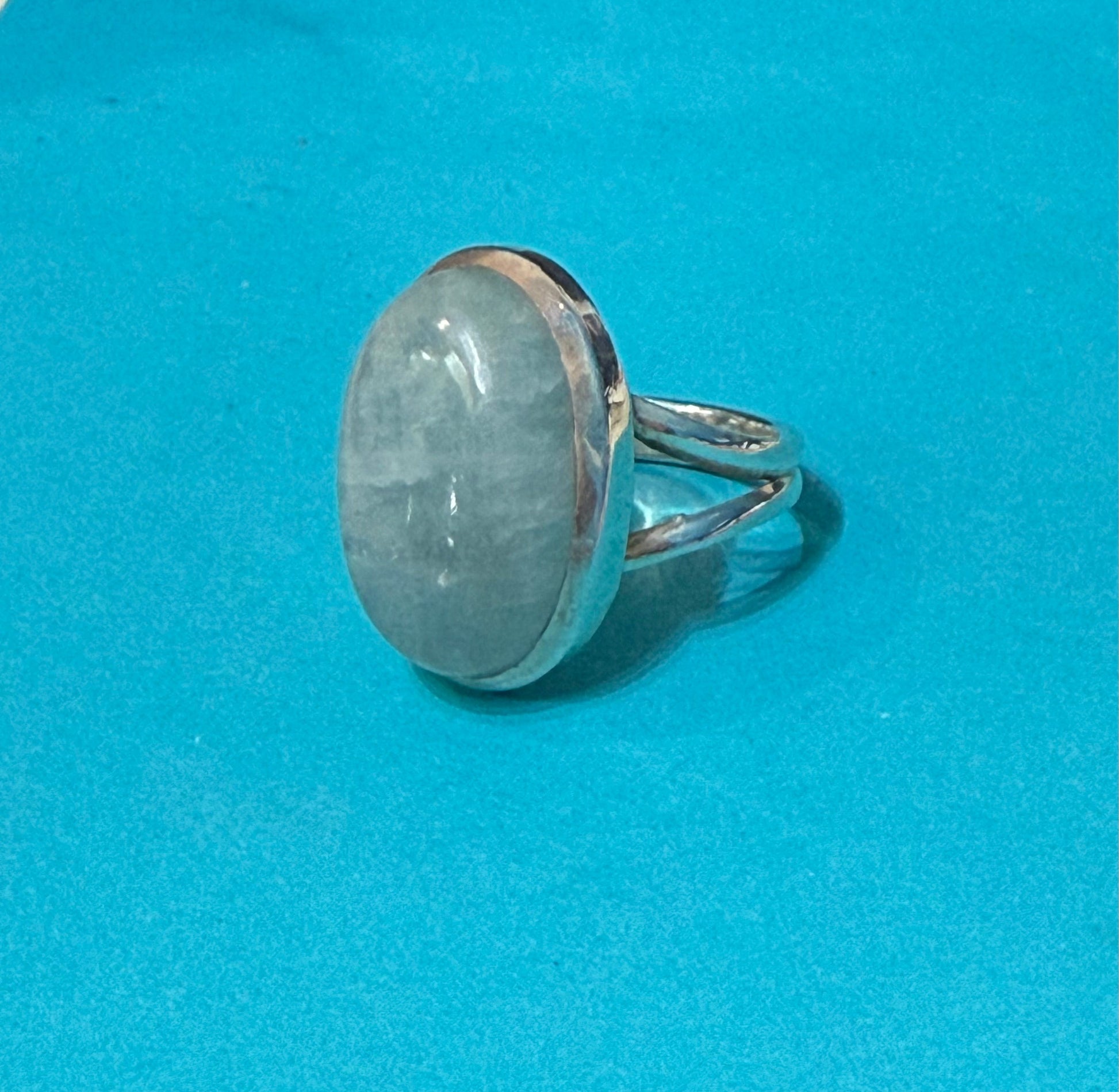 Aquamarine 925 Sterling Silver Ring Size 8.5 Crystal Wellness