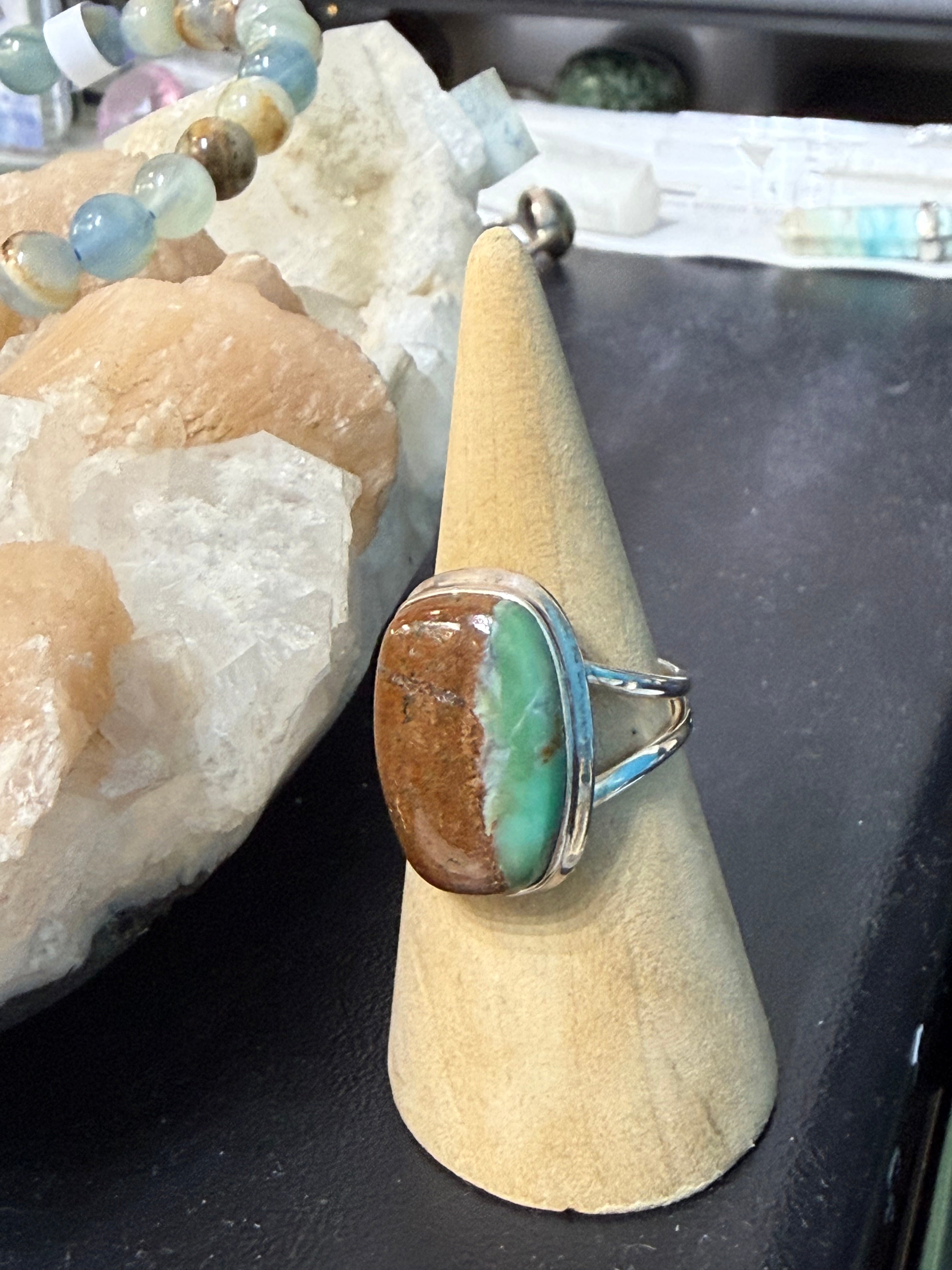 Boulder Chrysoprase Ring – Stone of Hope & Heart Renewal, size 9 Crystal Wellness