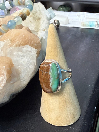 Boulder Chrysoprase Ring – Stone of Hope & Heart Renewal, size 9 Crystal Wellness