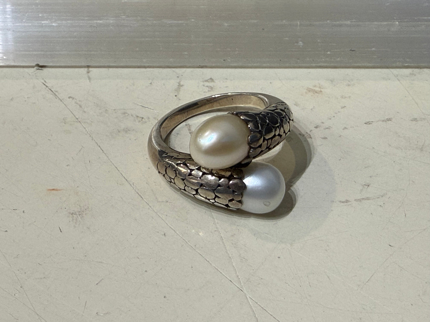 Natural Pearl Ring, size 10 – Ocean’s Whisper of Grace Crystal Wellness