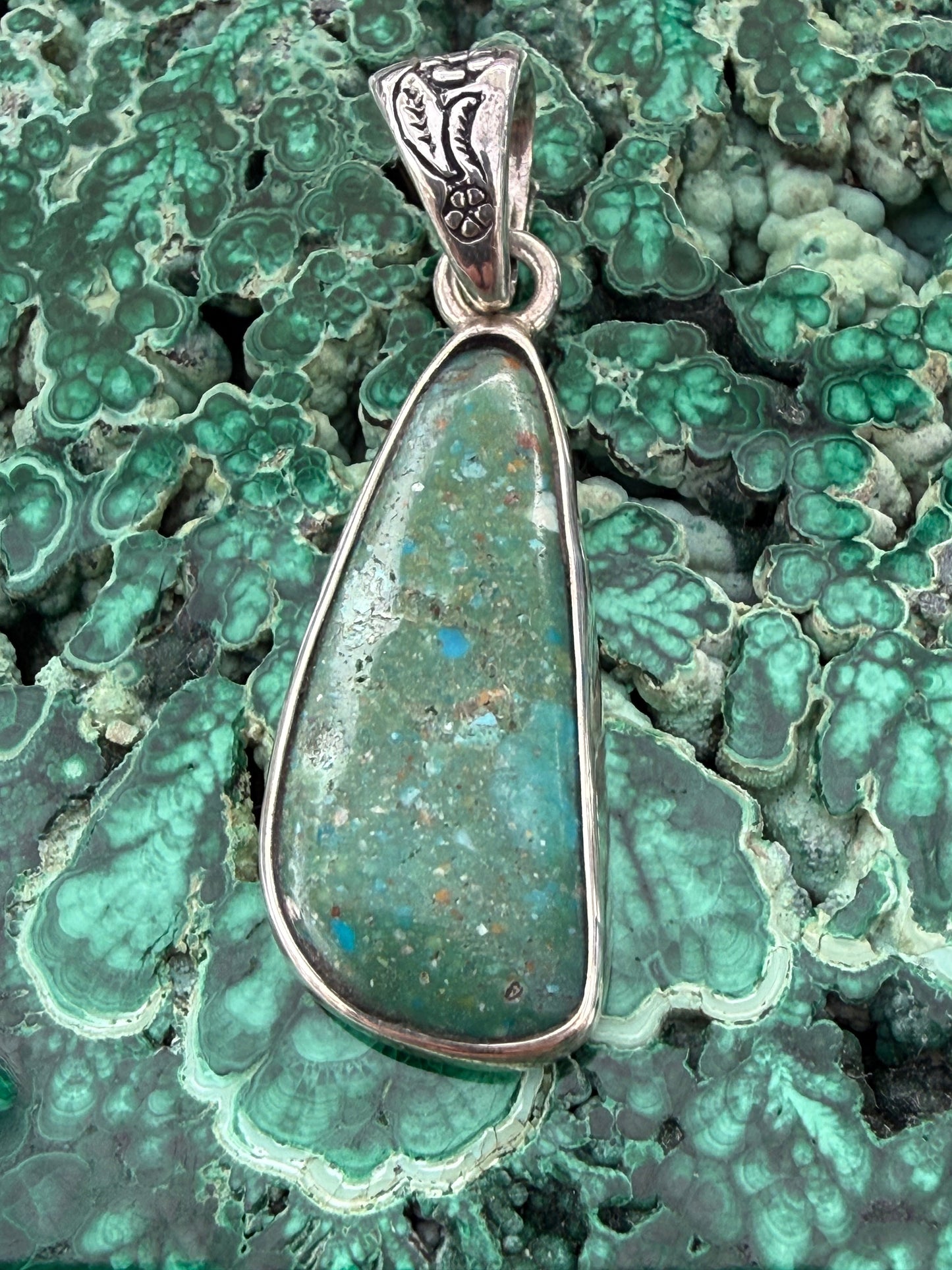 Turquoise Kemp Creek Silver Pendant 30mmx11mm Crystal Wellness