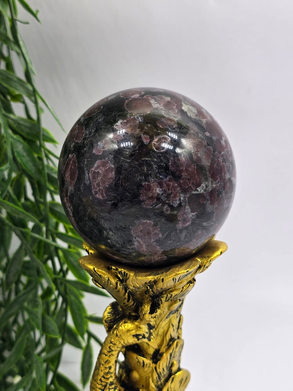 Garnet in Arfvedsonite Sphere Crystal Wellness