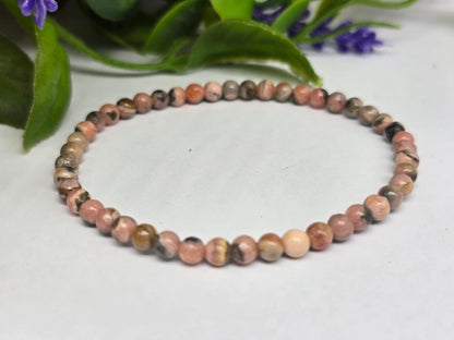 Rhodochrosite Beads Bracelet Crystal Wellness