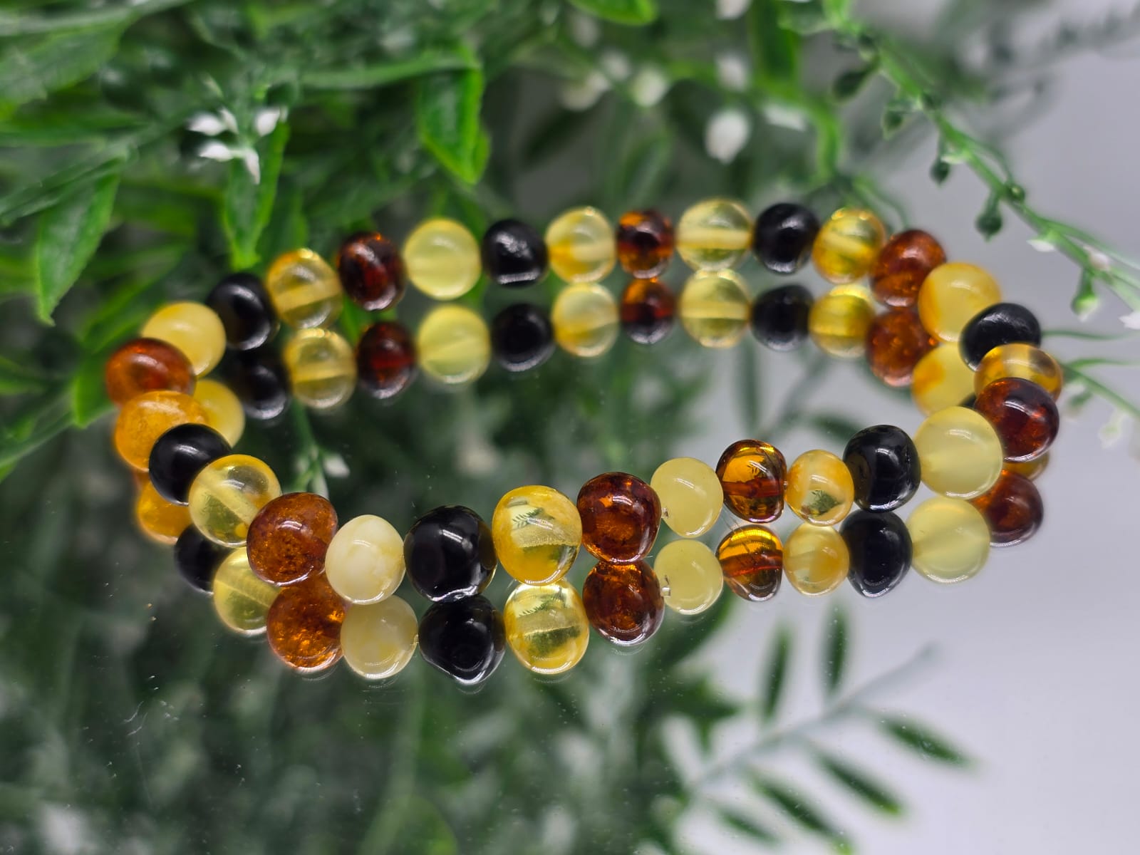Natural Baltic Amber Beads Bracelet 7mm Crystal Wellness