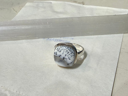 Dendrite Opal Ring – Stone of Growth & Inner Reflection, size 8.5 Crystal Wellness