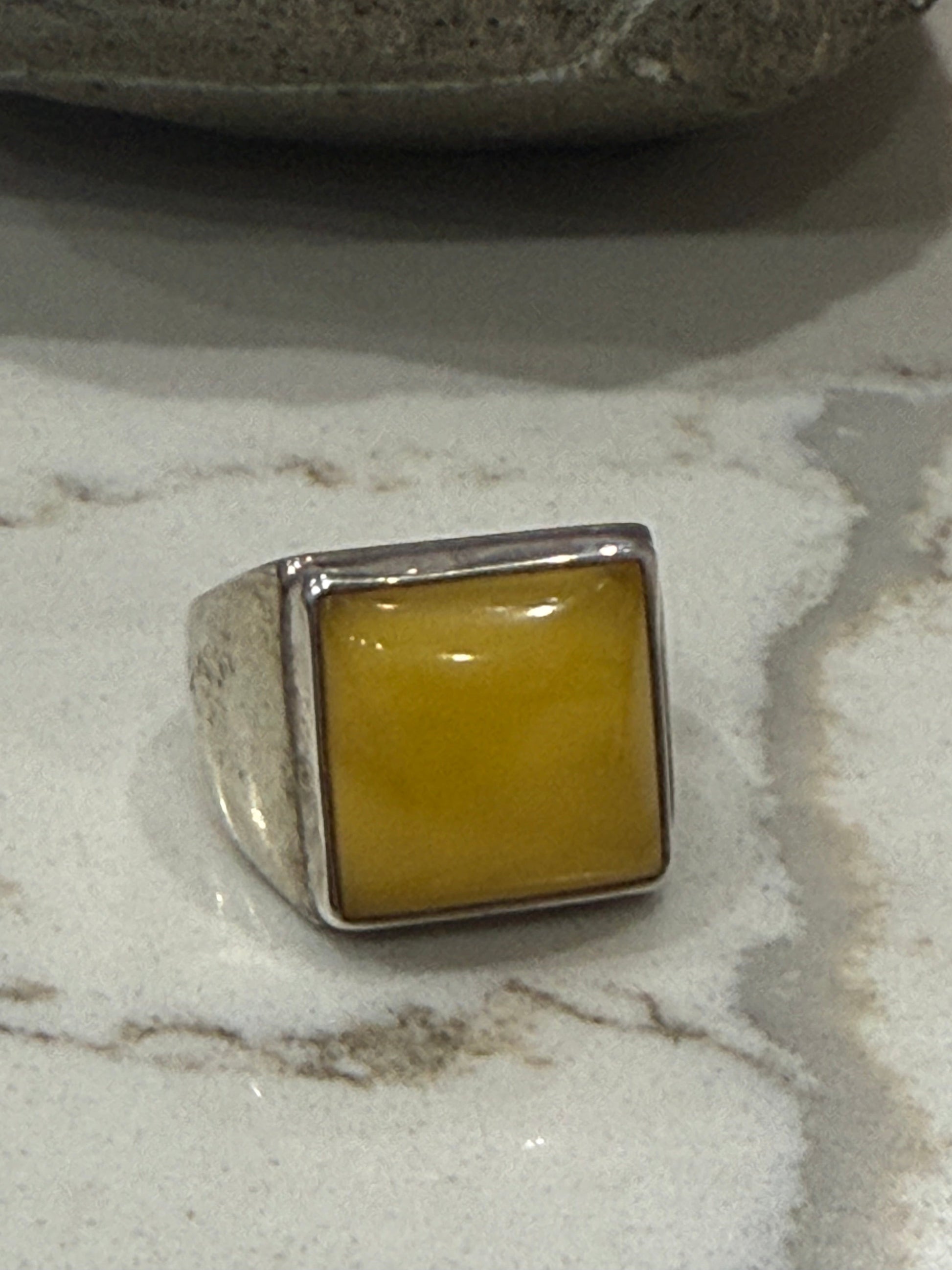 Butterscotch Amber Men’s Silver Ring – Size 11 Crystal Wellness