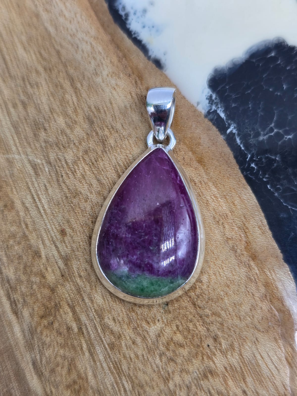 Ruby Zoisite 925 Sterling Silver Pendant Crystal Wellness