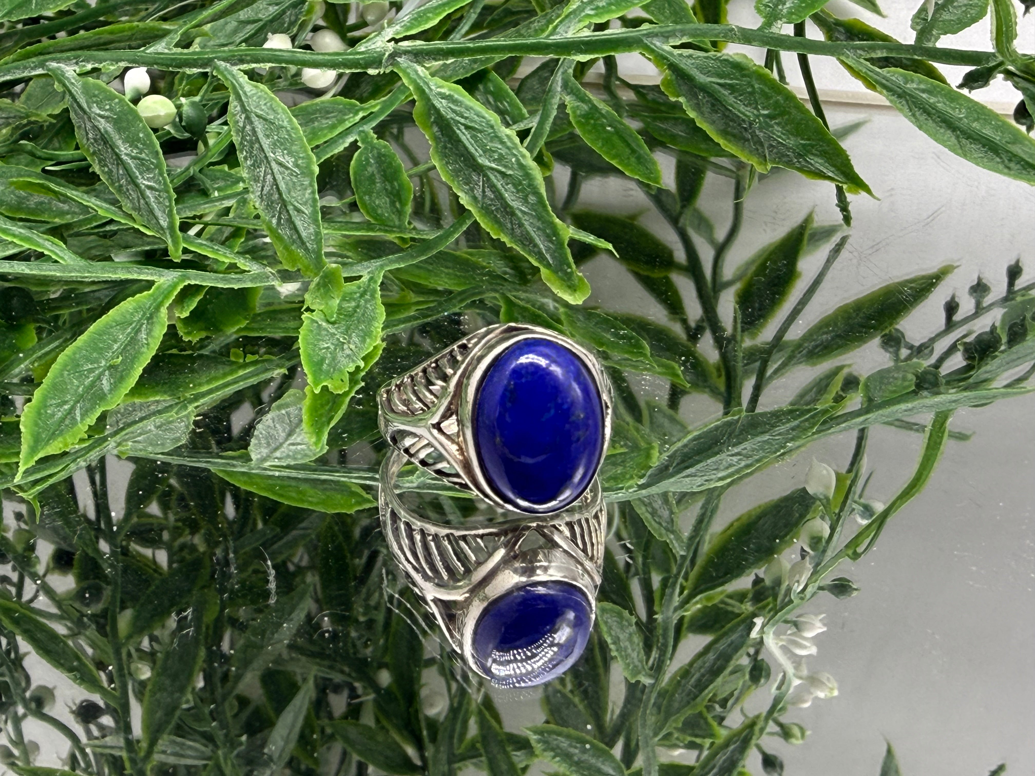 Lapis Lazuli Sterling Silver Ring Size 8 Crystal Wellness