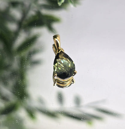 Authentic Moldavite Faceted Pendant 3.35ct Crystal Wellness