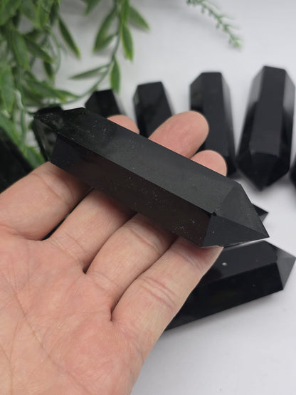 Black Obsidian Double Terminated Point Crystal Wellness