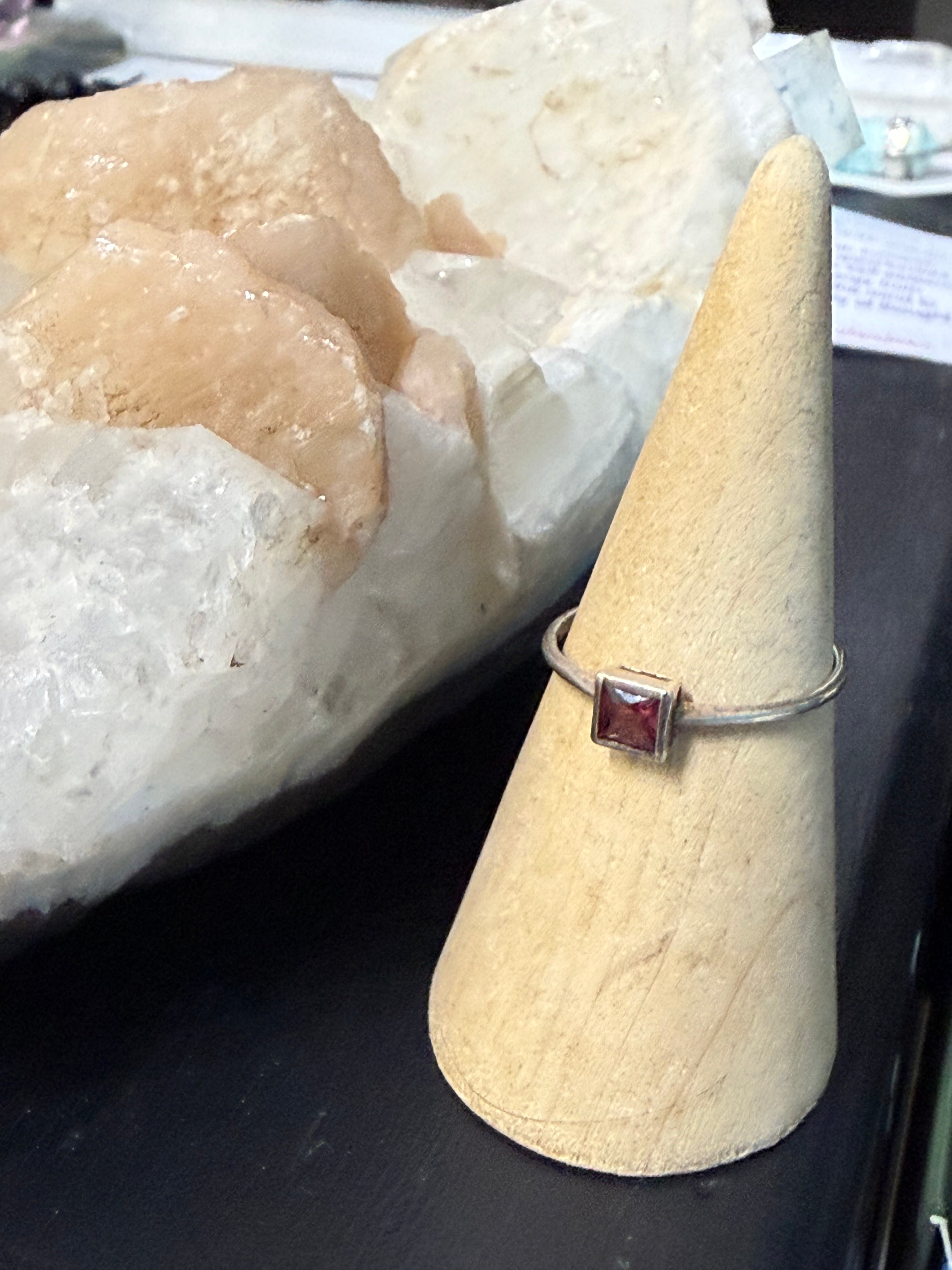 Natural Garnet Ring, size 9 – Passion, Strength & Grounding Crystal Wellness