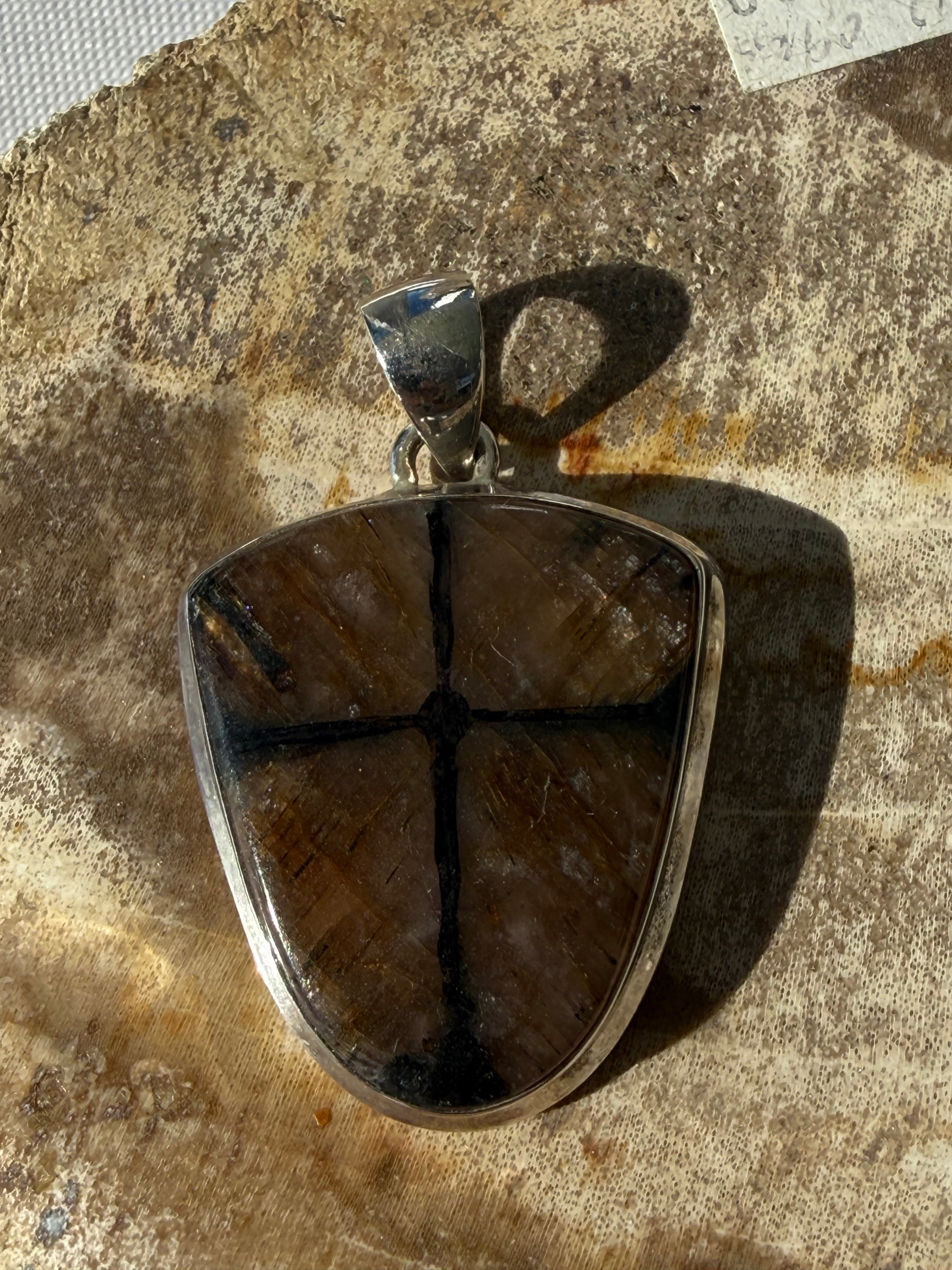 Chiastolite Pendant – Stone of Protection & Sacred Alignment, 32mmx26mm Crystal Wellness