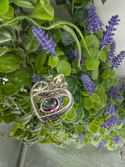 💜 Mystic Topaz Heart Silver Pendant — Love, Transformation & Inner Radiance,21mmx18mm Crystal Wellness