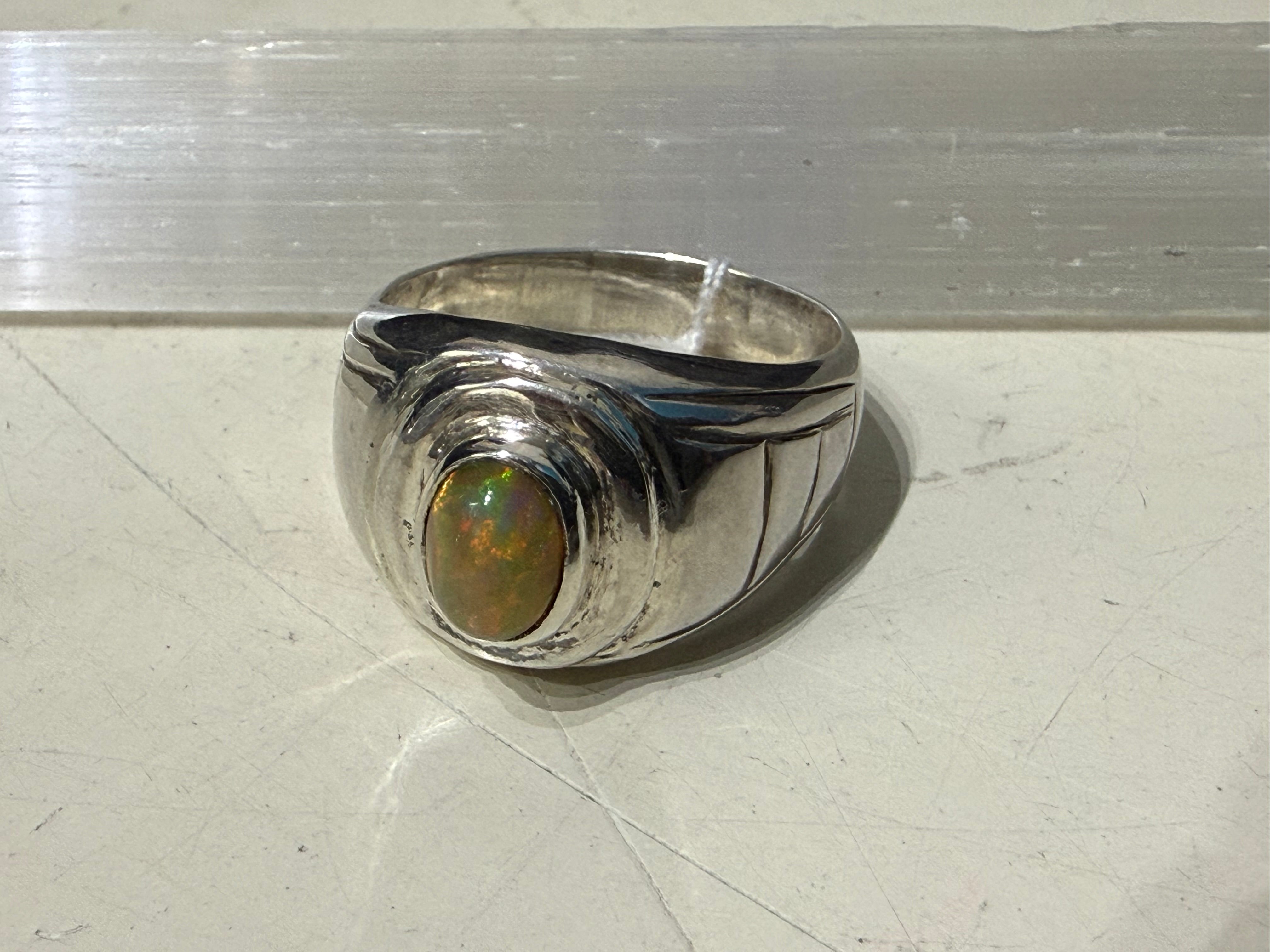 Australian Opal 925 Silver Men’s Ring – Inspiration & Vitality, Size 10 Crystal Wellness
