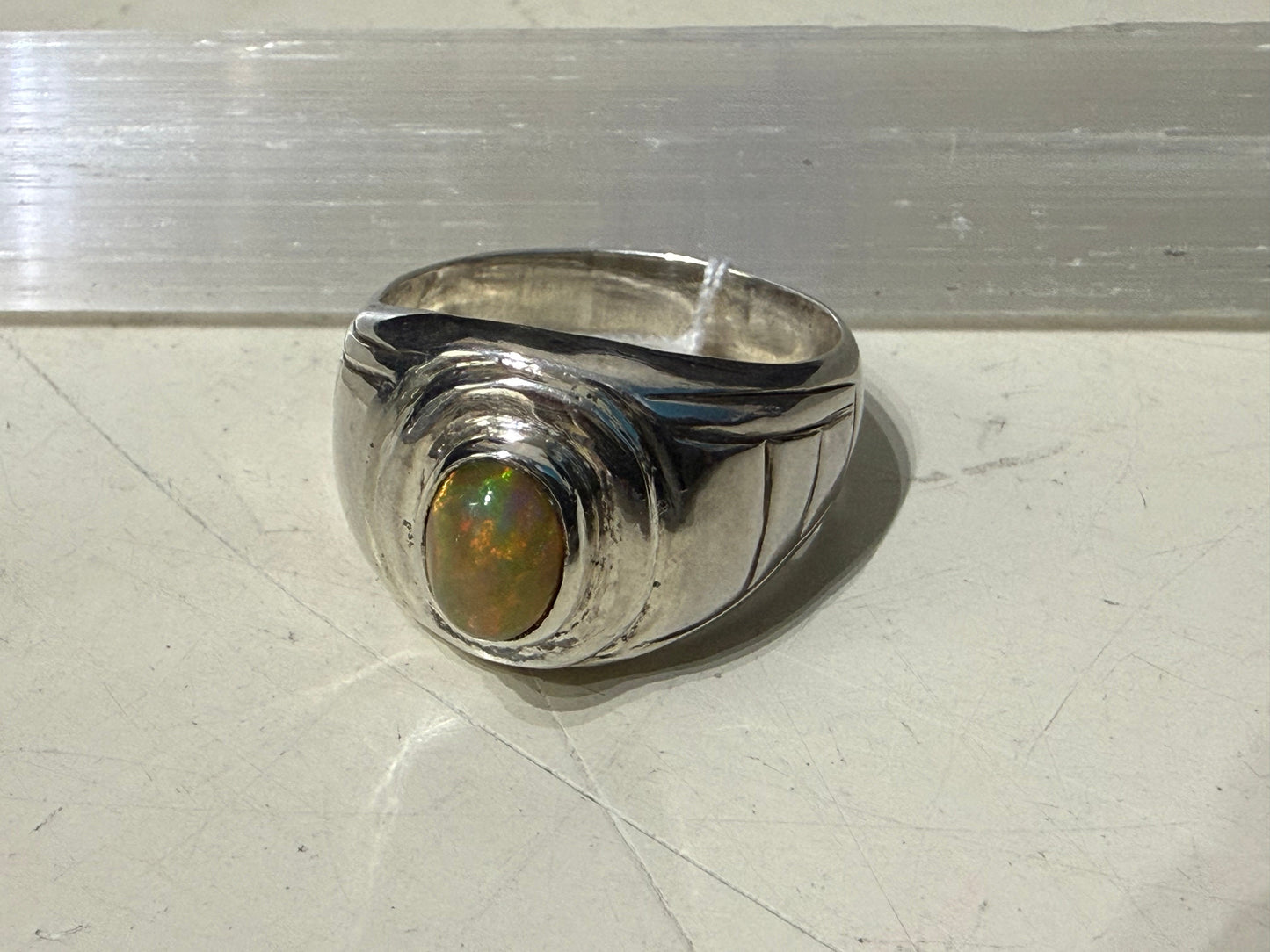 Australian Opal 925 Silver Men’s Ring – Inspiration & Vitality, Size 10 Crystal Wellness