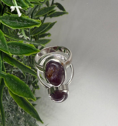 Super Seven 925 Sterling Silver Ring Size 7.5 US Crystal Wellness