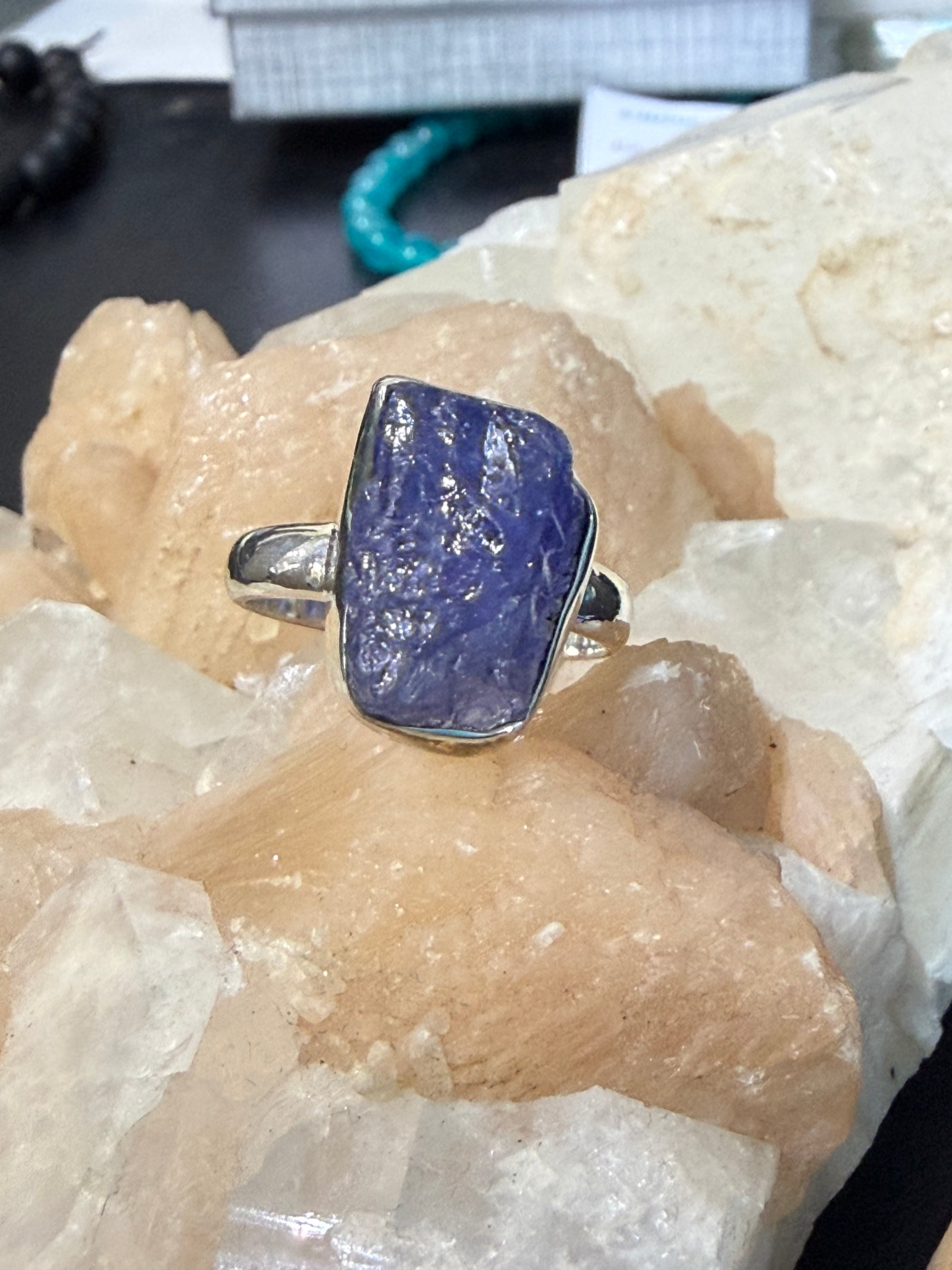 Premium Quality Raw Tanzanite Ring, size 7.5  – Natural Stone of Intuition, Transformation & Higher Wisdom Crystal Wellness